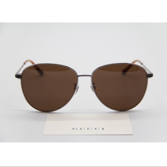 NEW GUCCI GG0573SK 002 BROWN AVIATOR SUNGLASSES - Picture 2 of 11